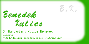 benedek kulics business card